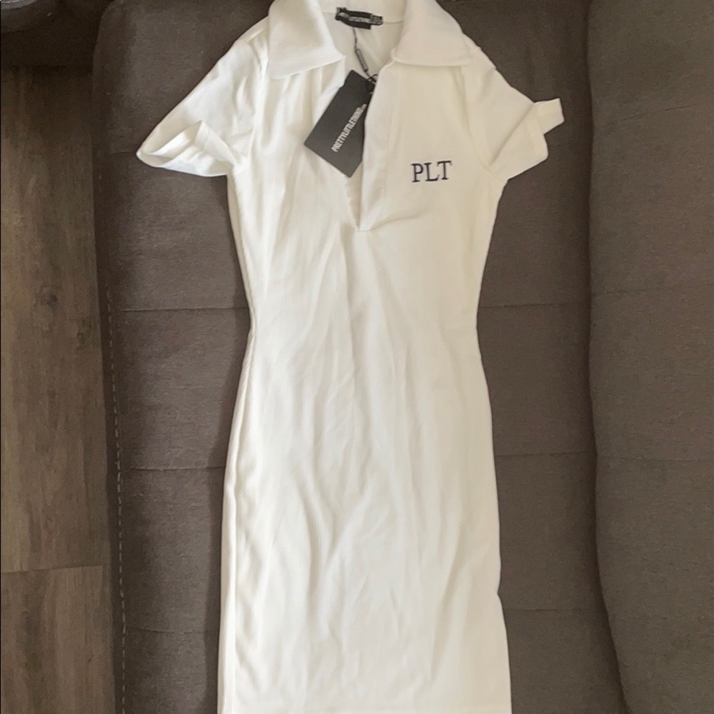 PrettyLittleThing white body con dress